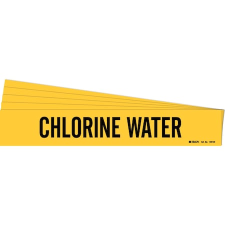 Brady CHLORINE WATER Pipe Marker Style 1HV Black on Yellow 1 per Card, 5 PK 105743-PK